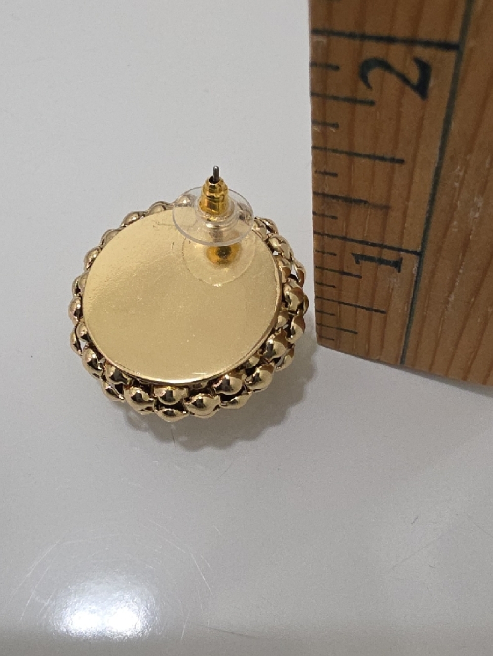 NWOT J Bloom Shiny Gold Textured Round Dome Earrings - Picture 5 of 5